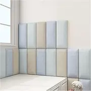 3D Kids Anti-Collision Wall Stickers 3D Anti-Collision Wall Padding, Peel and Stick Upholstered Headboards, Soundproof Linen Panels for Queen Size Bed, Easy Assemble