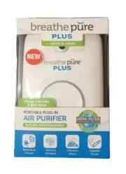 Breathe Pure Plus Hepa Ionic Portable Plug In Air Purifier Removes Odors New!