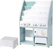 PP Plastic Book Organizer Single-Sided Book Display Book Case Storage & Magazine Rack with Drawers Idea Gifts for Boys Girls