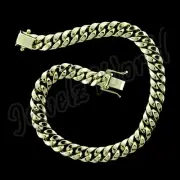 Real 10K Yellow Gold Men's Miami Cuban Link Chain Bracelet 8MM 9" Inch Box Lock
