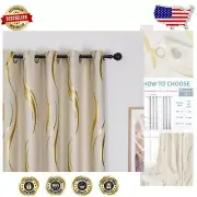 Noise Reducing Light-Filtering Striped Curtains - 2 Panels 54x84 for Living Room
