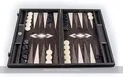 Manopoulos Luxury Ebony Burl with Grey and Oak Points 19-inch Backgammon Set for 2 Players, Age 12+