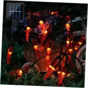Solar Red Chili String Lights, 30 LED Chili Shape Fairy String Solar 30 LED