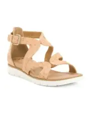 NEW SOFFT BEIGE LEATHER COMFORT LEATHER WEDGE SANDALS SIZE 8.5 M $119