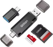 SD Card Reader USB 3.0 High-Speed Dual USB A & USB C to Micro SD/SD Memory Card