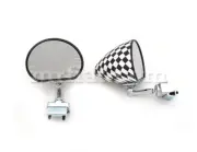 Fiat 500 600 Checkered Side View Mirror Set Flat New