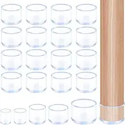 Glarks 20pcs 30mm Round Chair Leg Caps, Clear PVC Furniture Pad Table Feet Covers, Round Chair Leg Covers to Protect Wood Tile Floors Felt Pads Furniture Leg Caps Reduce Noise