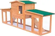 Large Rabbit Hutch Small Animal House Pet Cage with Roofs Wood,Small Animal Habitats & Cages 19.25KG-170163