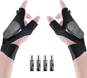LED Flashlight Glove Tools Unique Gifts for Men Dad Adults,Cool Gadgets Hands-Free Lights Fingerless Work Gloves with Stretchy Strap for Home Fishing Camping Hunting(1 pair,Batteries Included)