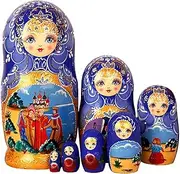 Nesting Dolls Russian Nesting Dolls 7-Piece Cute and Characteristic Matryoshka Suitable for Birthday Gifts, Toys, Home Furnishings Cute and Fun Gift (Color : Blue)