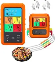Meat Thermometer Food Thermometer with 4 Probe Kitchen Thermometer for Cooking, Baking, Liquids, Candy, Grilling BBQ & Air Fryer
