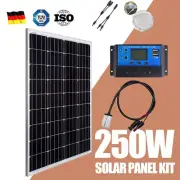 12V 250W Solar Panel Kit Mono Fixed Boat Camping Battery Charging Power Source