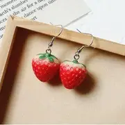 Strawberry Resin Drop Earring 1 Pair - 01# - Hook Earring - Red - One Size