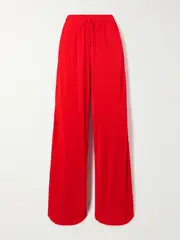 [AZ FACTORY] AZ FACTORY - Aka Wide-leg Striped Satin Pajama Pants - Red - FR 34 FR 34 Red