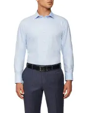 [Van Heusen Black Label] Slim Long Sleeve Plain Jumbo Twill Business Shirt in Sky