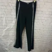NWT reba Black Pants with Silver rhinestone fringe Accents boho western sz 6