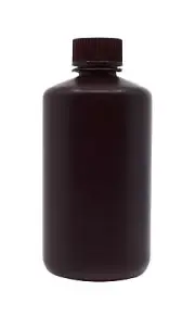 Eisco Labs 250ml Amber Reagent Bottle, Narrow Mouth with Screw Cap - HDPE
