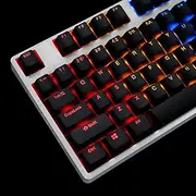 YMDK Black White Cherry Profile PBT Double Shot 104/108 ANSI ISO Top Print Shine Through Translucent Backlit Keycap Set for MX Mechanical Keyboard (Only Keycap, Black)