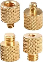 Camera Tripod Adapter Mount Kit 1/4 to 1/4 Screws, 1/4 to 3/8 Converter Thread Screw, Hot Shoe Male or Female Screw Set for Tripod Monopod Flash Plate Mount(4pcs Pack Brass Screw)