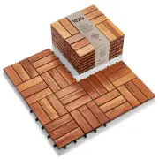 Interlocking Deck Tiles - 10PCS Waterproof Acacia Wood Patio Tiles, Flooring Til