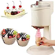 Automatic Soft Serve Ice Cream Maker, Home Mini Fruit Frozen Yogurt & Gelato Machine, Compact Kitchen Appliance for Sorbet, Drinks, DIY Desserts White