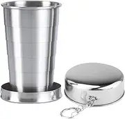 Collapsibl-e Metal Cup – Foldable Camping Mug, Stainless Steel Telescopic Mugs with Key Chain - Reusable Outdoor Travel Cup for Hiking, Fishing, Sports, Coffee, Wine, Water, 75/150/250ml Sizes