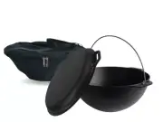 Asian cast iron cauldron with frying pan lid 1.05 gl with cover .Kazan.Казан.WOK