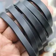Flat Genuine Leather Cord for Bracelet Making 3/8 in. - Real Leather Black