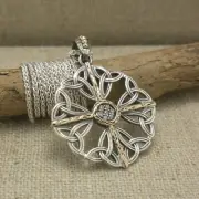 Sterling Silver & 10K CZ Celestial Trinity & Cross Pendant 18" Chain KEITH JACK