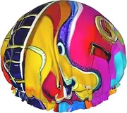Color Acoustic And Guitars Print Various Activities Shower Cap Reusable Soft And Lightweight Bath Hair Cap Long Hair