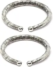 [Siddhatva] Traditional Afghani Gypsy Kada Style Hasli Payal Indian Fashion Bollywood Ethnic Silver Oxidized Boho Payal Anklets, 12, alloy, no gemstone