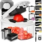 Food Chopper with Container, Manual Mandolin Vegetable Slicer Onion Dicer wit...