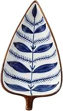 BEBEMOKO Leaf Shape Ceramic Snack Dish Japanese Style Appetizer Plate for Seasoning Dipping Sauces and Household Use Stylish Home Tableware Decor