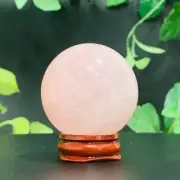 136g Natural Rose Quartz Pink Crystal Sphere Ball Reiki Healing Decoration