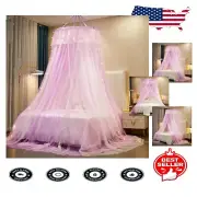 Enchanting Purple/White Dome Bed Canopy for Girls - Mosquito Net Tent