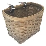 Sunlite Wooden Classic Woven Basket with Leather Straps - Dark Brown