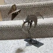 Welded Metal Art Bird Sculpture - Chicken, crane, heron - yard ornament