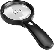 Magnifying Glass with Light, 10X Handheld Large Magnifying Glass 12 LED Illuminated Lighted Magnifier for Macular Degeneration, Seniors Reading, Soldering, Inspection, Coins, Jewelry, Exploring