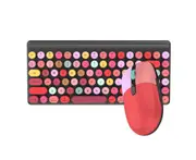 K07 Universal Round Keycap Wireless 2.4G Keyboard Retro Mouth Red Wireless Business Office Home Keyboard and Mouse Set