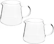 BRIGHTFUFU 2pcs Glass Milk Jugs Coffee Milk Pitchers 120ml Easy Clean Milk Cups for Home Restaurant Hotel