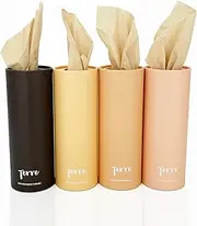 Terre Bamboo Car Tissues Cylinder, 3-Ply, Unbleached, Refillable 4 Pack (200 Sheets Total), Eco-Friendly, On-The-Go Facial Travel Tissues, Tree-Free, Plant Based, Hypoallergenic, Sustainable