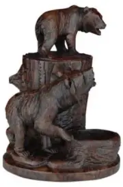 Box MOUNTAIN Lodge Climbing Bears in Forest Lidded Oxblood Red Resin Hand-Cast