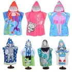 Shark Pattern Hooded Cloak With Hooded Poncho Cute Beach Towel Kids