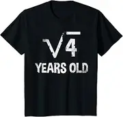 [X.Style] Kids Square Root of 4-2nd Birthday Math 2 Years Old ds1245 T-Shirt (S) Black