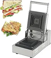 Electric Sandwich Panini Press Grill, 900W Sandwich Machine, 0-5Min Timer and 50°C-300°C Temperature Adjustable, Circulation Heating, for Hamburgers Steaks Bacons
