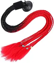 Mikinona Ponytail Decor Stylish Artificial Ponytails for Helmet Black and Red Braid Ponytail Ornament