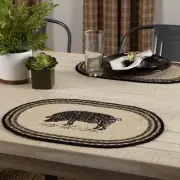 Country Primitive Farmhouse Sawyer Mill Pig Braided Jute Placemat 12x18
