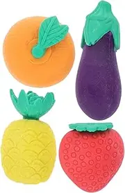 Veemoon 4Pcs Cute Mini Food Erasers Fruits Vegetables Erasers for Safe Easy to Use for School Supplies and Fun Learning Activities
