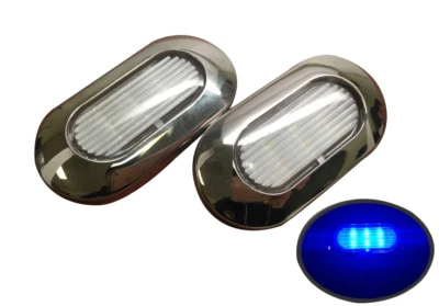 Pactrade 2pcs Boat Blue LED Light SS304 Housing Surface Mount 12V 22LM IP67 6LED