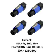 4x Pack REAN by NEUTRIK PowerCON RCAC3I-G Input 3 Conductor 6-12mm Blue NAC3F